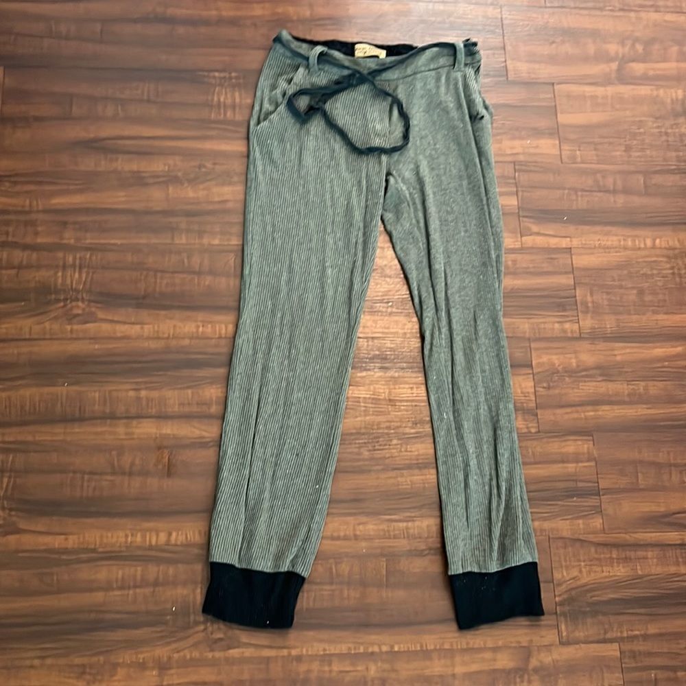 Karen Zambo Pajama Jogger Ribbed Drawstring Pants - Size Small